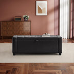 SUNWAVE Storage Ottoman Bench, PU Leather End of Bed Storage Bench with Button Tufted, Safety Hinge Lid, Large Ottoman for Bedroom, Living Room & Entryway