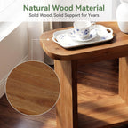 Genuine Solid Wood Side Table Set of 2, H-Shaped 2-Tier End Table with Storage Shelf, Farmhouse Narrow Nightstand for Living Room, Bedroom, Couch & Armchair (2 Products)