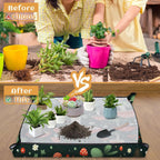 Pardick Repotting Mat for Indoor Plant 26"x26" Flowers Mushrooms Soil Change Mat Waterproof Planting Tray Colorful Mushrooms Foldable Succulent Potting Mat Gardening Gifts for Women Men Plant Lovers