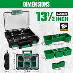 SK 13.5-Inch Small Part Organizer, Stackable Tools Box Organizer with 7 Compartments and Removable Dividers, Transparent Lid, Waterproof & Impact-Resistant Design, for Small Tools and Accessories