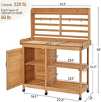 Yaheetech Outdoor Potting Bench, Large Horticulture Work Table Workstation with Storage Cabinet Shelf & Planting Working Console for Patio/Lawn/Garden - Wood