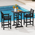 Tangkula Patio Adirondack Chairs Set of 2, HDPE Bar Height Chair with Wide Armrests & Footrest, Outdoor High-Top Slatted Bar Chairs with Backrest for Backyard, Lawn, Poolside (2, Black)