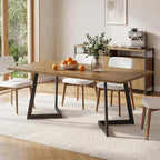 Tribesigns Rectangular Dining Table for 6, 62 Inches Farmhouse Dinner Table with Metal Legs, Wooden Small Kitchen Table for Dining Room, Small Spaces, Apartments