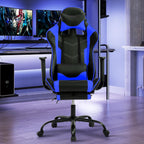 Gaming Chair, High Back PU Leather Gaming Chairs Computer Chair with Headrest & Lumbar Support, Height Adjustable Wide Seat Gaming Chairs for Adults, Game Chair with Footrest & Armrest (Blue)
