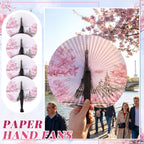 Taiyin 24 Pcs Eiffel Tower Paper Fans Party Supplies Decorative Folding Handheld Fans Favors for Summer Holiday Wedding Birthday Gifts Party Supplies