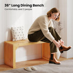 Giantex 36" Bamboo Dining Bench, 660Lbs Capacity, 2-Person Kitchen Table Bench for Living Room, Bedroom, Bathroom, Entryway Hallway, Front Door, End of Bed, Indoor Outdoor Use, 2 Pack
