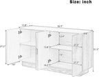 Modern Vintage Arched Door Buffet Sideboard, 56’’W Credenza Storage Cabinet with Adjustable Shelves & Cable Management, Media Console Accent Cabinet for Living Room Hallway Dining, Natural