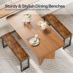 HOOBRO Dining Benches, Pair of 2 Industrial Style Indoor Benches, Durable Metal Frame, for Kitchen, Dining Room, Living Room, Rustic Brown BF01CD01