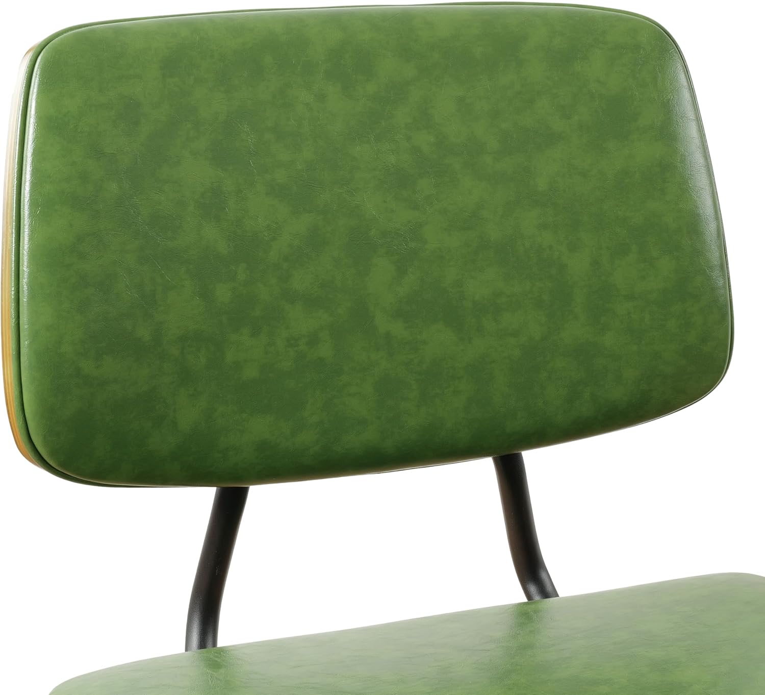 Art Leon Dining Chairs Set of 2- Mid Century Modern Faux Leather Dining Room Chairs with Bentwood, Armless Accent Chairs with Black Metal Legs for Kitchen Living Room, Green