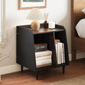 Rresyet End Table, Side Table with Adjustable Divided Shelves, Wooden Storage Cabinet,Side Table with Storage for Living Room and Bedroom (Black, 1 Pieces)
