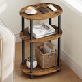 VASAGLE Side Table, Small End Table, Tall Nightstand for Living Room, Bedroom, Office, Bathroom, Steel Frame, Industrial Style, Oval, Rustic Brown and Ink Black ULET288K101