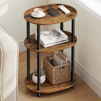 VASAGLE Side Table, Small End Table, Tall Nightstand for Living Room, Bedroom, Office, Bathroom, Steel Frame, Industrial Style, Oval, Rustic Brown and Ink Black ULET288K101