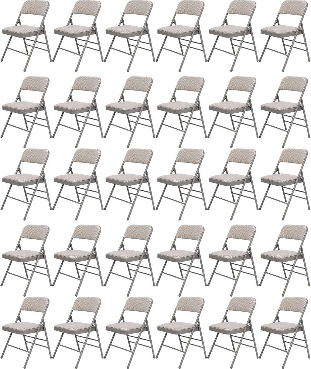 30 Pack Grey Folding Chairs, Fabric Dining Chair Set with Padded Cushion, Indoor Outdoor Folding Chairs Seat for Home Office Events Wedding Party