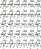 30 Pack Grey Folding Chairs, Fabric Dining Chair Set with Padded Cushion, Indoor Outdoor Folding Chairs Seat for Home Office Events Wedding Party