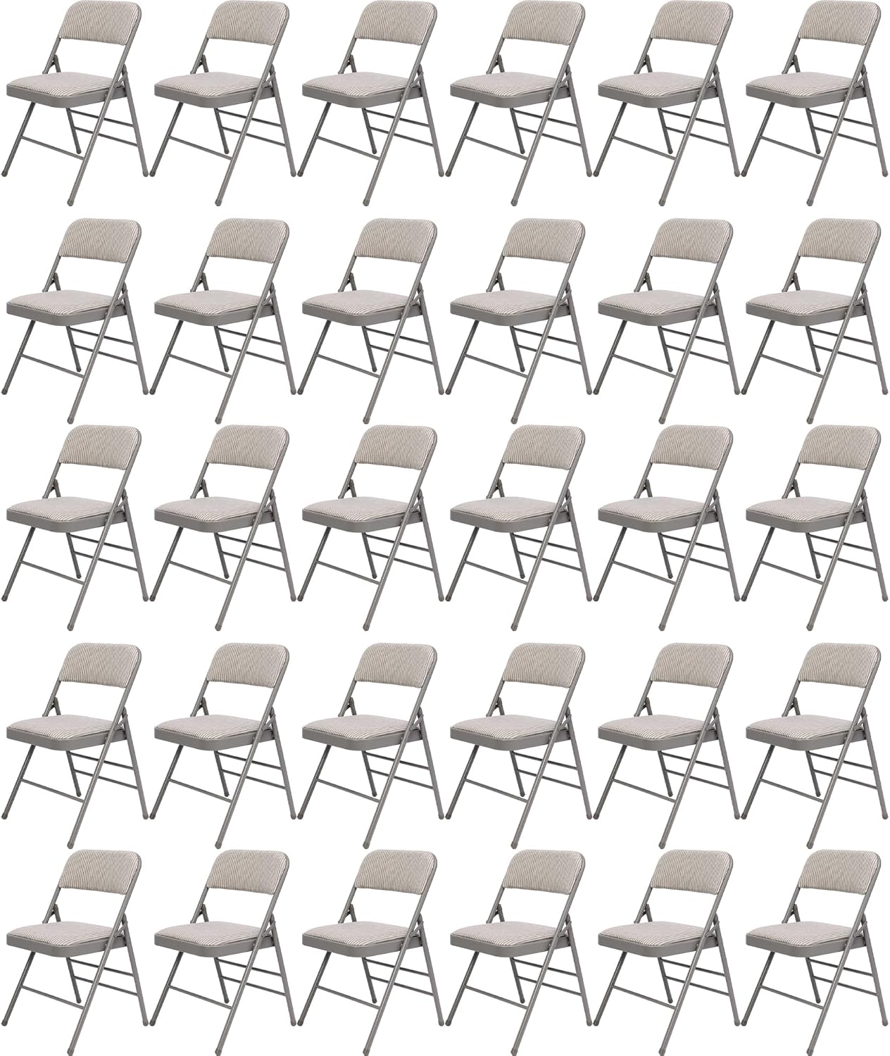 30 Pack Grey Folding Chairs, Fabric Dining Chair Set with Padded Cushion, Indoor Outdoor Folding Chairs Seat for Home Office Events Wedding Party