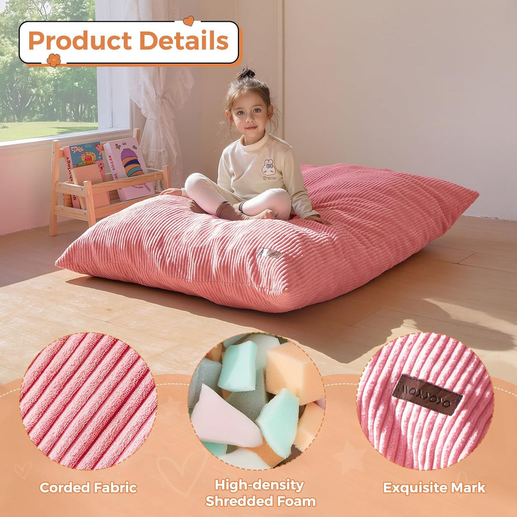 MAXYOYO 3 in 1 Kids Bean Bag Chair Couch, Convertible Chair Folds from Bean Bag to Lounger, Child Floor Sofa for Gaming, Reading, Floor Couch with High-Density Foam Filling