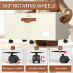 Shoe Organizer for Closet, 2 Pack Shoe Storage Organizer with Wheels and Adjustable Dividers, Stackable Shoe Storage Box with Clear Cover, Foldable Closet Shoe Organizer Fits up to 24-48 Pairs, Beige