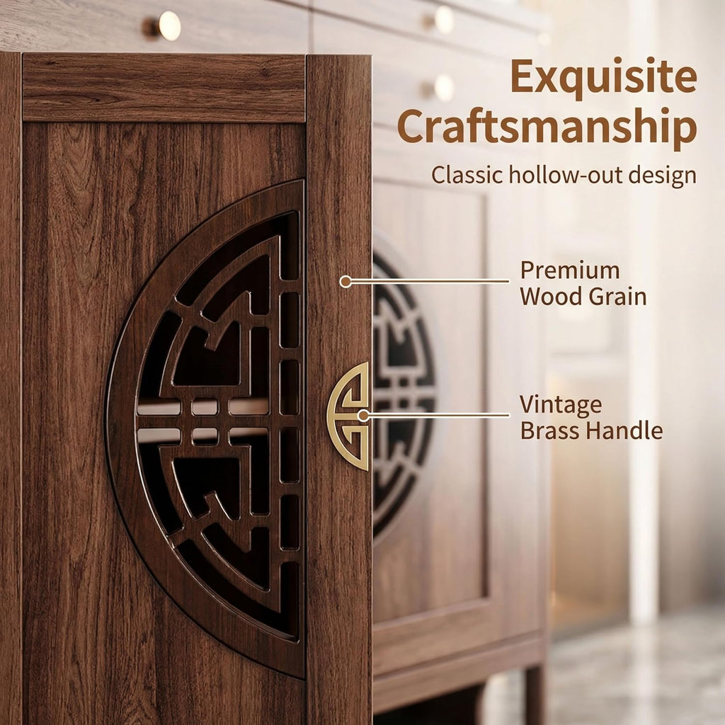 Solid Wood Personal Shrine Altar Table, Prayer Buddhist Niche Incense Table with Storage Cabinet, Buddha Niche Shrine Table, Buddhist Meditation Altar Cabinet (30.7 * 17.7 * 48.8in, Wood)