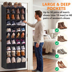 Ofiray-home Over the Door Shoe Organizer, 30-40 Pairs | Large & Deep Pockets, Fits Boots, Sneakers or Larger Shoes, Space-Saving, For Bedroom, Small Closet, Entryway