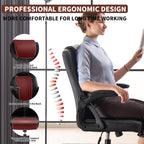 Executive Office Chair, Ergonomic PU Leather Computer Chairs, Executive Breathable Desk Chair with Padded Flip-Up Arms, 360° Swivel Rolling Chair Comfy Padded for Working Studying Gaming (Black)