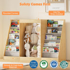 NACHES Montessori Kids Bookshelf with Toy Storage, Extra Book Display Shelves for Toddlers, Front-Facing Book Organizer for Nursery Playroom Bedroom (Natural Wood)