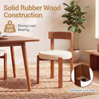 COSTWAY Wooden Dining Chairs Set of 4, Armless Upholstered Kitchen Chairs w/Curved Back & Teddy Fleece Padded Seat, Mid-Century Modern Accent Side Chair for Dining Room & Nooks, Small Space (Brown)
