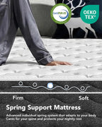 Queen Size 12 Inch Medium Firm Hybrid Mattress with Cooling Gel Memory Foam, CertiPUR-US Certified Mattress in a Box Pressure Relief Removable Cover No Fiberglass