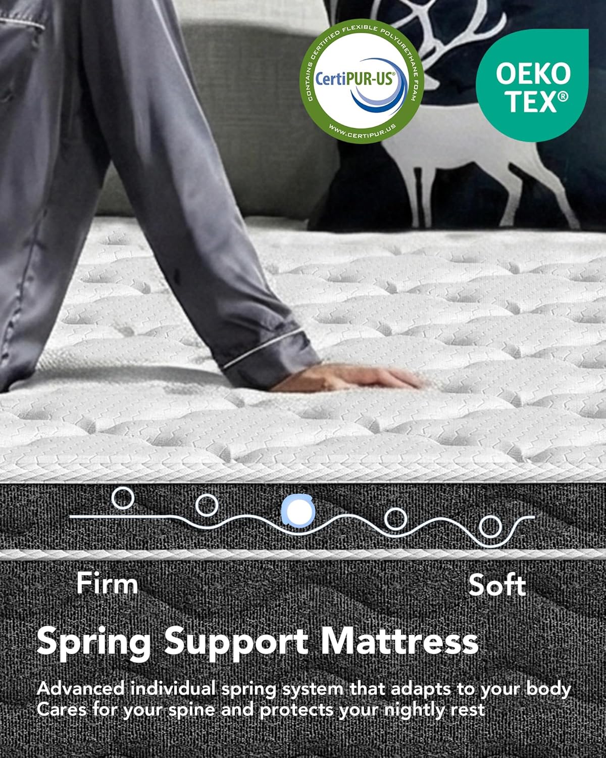 Queen Size 12 Inch Medium Firm Hybrid Mattress with Cooling Gel Memory Foam, CertiPUR-US Certified Mattress in a Box Pressure Relief Removable Cover No Fiberglass