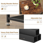 Heybly Small Side Table Set of 2, Tall End Table with Adjustable Shelf, Nightstand, Telephone Table, Accent Table Stand, Entryway Table, Bedroom,Living Room, Office,Kitchen, Rustic Brown HET003SR2