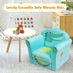 DORTALA Kids Sofa, Crocodile Pattern Kids Armchair w/Wooden Frame & Non-Slip Feet Nails, Sturdy Lightweight Toddler Furniture for Boys & Girls, Armrest Couch for Baby Room, Living Room, Preschool