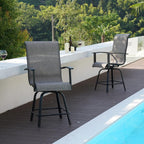 Grand patio Counter Height Swivel Bar Stools Set of 6, 24" Height Patio Bar Chairs for Porch Deck, Outdoor Sling Fabric (Coffee, 6PC)