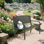 YLGJ&TIDY 50 Inches Garden Benches for Outdoor Patio Bench with Stripe Pattern Backrest Armrest Weatherproof Park Benches Metal Bench for Garden Park Porch Lawn Yard (Vertical Line)
