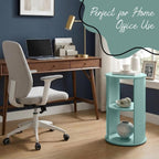 Kings Brand Furniture Round 3-Tier Accent Side Table with Storage Shelves, Wooden End Table Bedside Table for Living Room or Bedroom (Glacier)