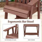 Tangkula Outdoor Bar Stool, HDPE Tall Adirondack Chair with Armrest & Footrest, Weather Resistant 47 Inch Counter Height Barstool Lifeguard Chair for Pool Deck Patio Garden, Balcony Chairs (2, Coffee)