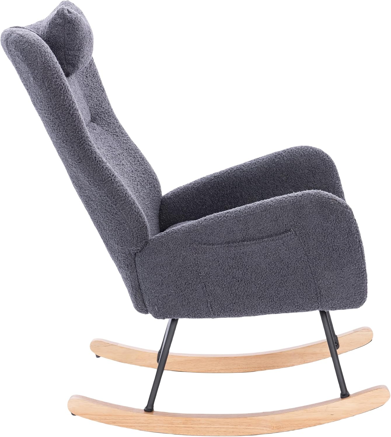 Teddy Upholstered Nursery Rocking Chair for Living Room Bedroom Indoor,A-1 | Ergonomic high backrest and thick seat cushion for ultimate comfort; easy assembly; versatile for nursery, living room,