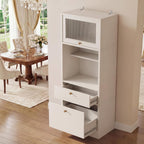 Freestanding Tall Pantry Cabinet with Adjustable Shelves & Drawer – E1-Grade Wood Storage Solution for Kitchen, Bathroom, Laundry Room