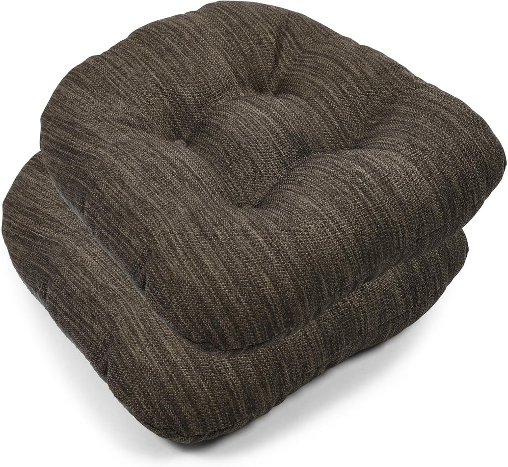 baibu 14×14 Metal Dining Chair Pads with Ties Set of 2, Super Soft Kitchen Chair Cushions Bar Stool Cushions with Non-Slip Bottom - 2 Cushions only (Brown, 14×14×2.5in)