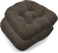 baibu 14×14 Metal Dining Chair Pads with Ties Set of 2, Super Soft Kitchen Chair Cushions Bar Stool Cushions with Non-Slip Bottom - 2 Cushions only (Brown, 14×14×2.5in)