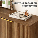Fluted Shoe Cabinet with Doors, 5-Tier Shoe Storage Cabinet with Adjustable Shelves, Wooden Freestanding Shoe Organizer Shoe Cabinet for Entryway,Hallway,Living Room, Natural Oak