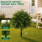 Artificial Plants Outdoor, Topiary Trees Artificial Outdoor with Ground Spikes, 2 Pack UV Resistant Fake Bushes for Planters, Front Porch Patio Garden Decor