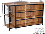 55" Kitchen Island with Seating & Storage, Farmhouse Island Table with 5-Tier Shelves, Large Countertop, Coffee Bar Cabinet with 2 Stemware Racks, Rustic Brown