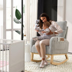 JEEOHEY Rocking Chair Nursery,Teddy Fabric Upholstered Baby Glider Rocker Chair,Comfy Accent Arm Chair with Side Pockets&Solid Wood Legs,Modern Nursing Single Sofa Chair for Living Room,Bedroom(Grey)