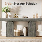Tribesigns 70.9-Inch Extra Long Sofa Table, Farmhouse Console Tables with Wood Frame and Storage Shelf, 2-Tier Wood Table Behind Couch for Living Room, Hallway, Foyer, Light Brown (Dark Gray)