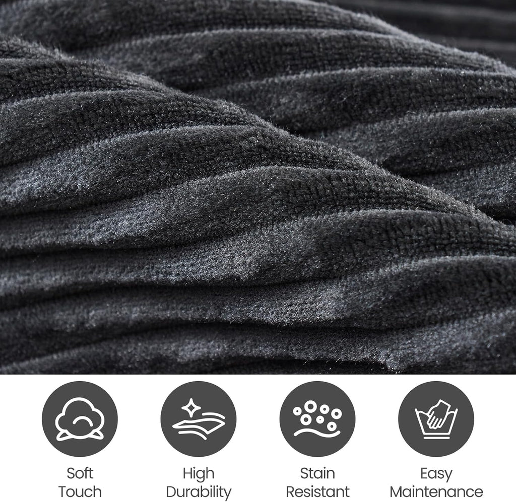 Bean Bag Chairs, 3FT Bean Bag with Memory Foam Filling, Removable and Washable Pinwale Plush Cover, Comfy Bean Bag Chairs for Living Room, Den, Bedroom or Office-Black