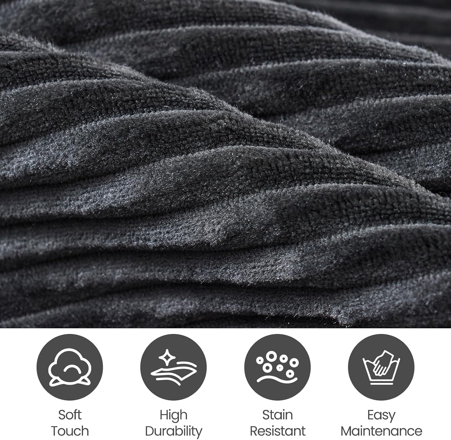 Bean Bag Chairs, 3FT Bean Bag with Memory Foam Filling, Removable and Washable Pinwale Plush Cover, Comfy Bean Bag Chairs for Living Room, Den, Bedroom or Office-Black