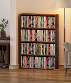 4 Tier DVD Storage Shelf, Media Storage Tower for CDs & Video Games, Freestanding Organizer Shelf for Living Room Home Office, Holds 160+ DVDs(Amber Pine)