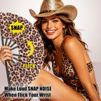 Blulu Large Folding Fans for Line Dancing 13 Inch Dance Rave Clack Fans for Line Dancing for Women Men(Leopard,12 Pcs)