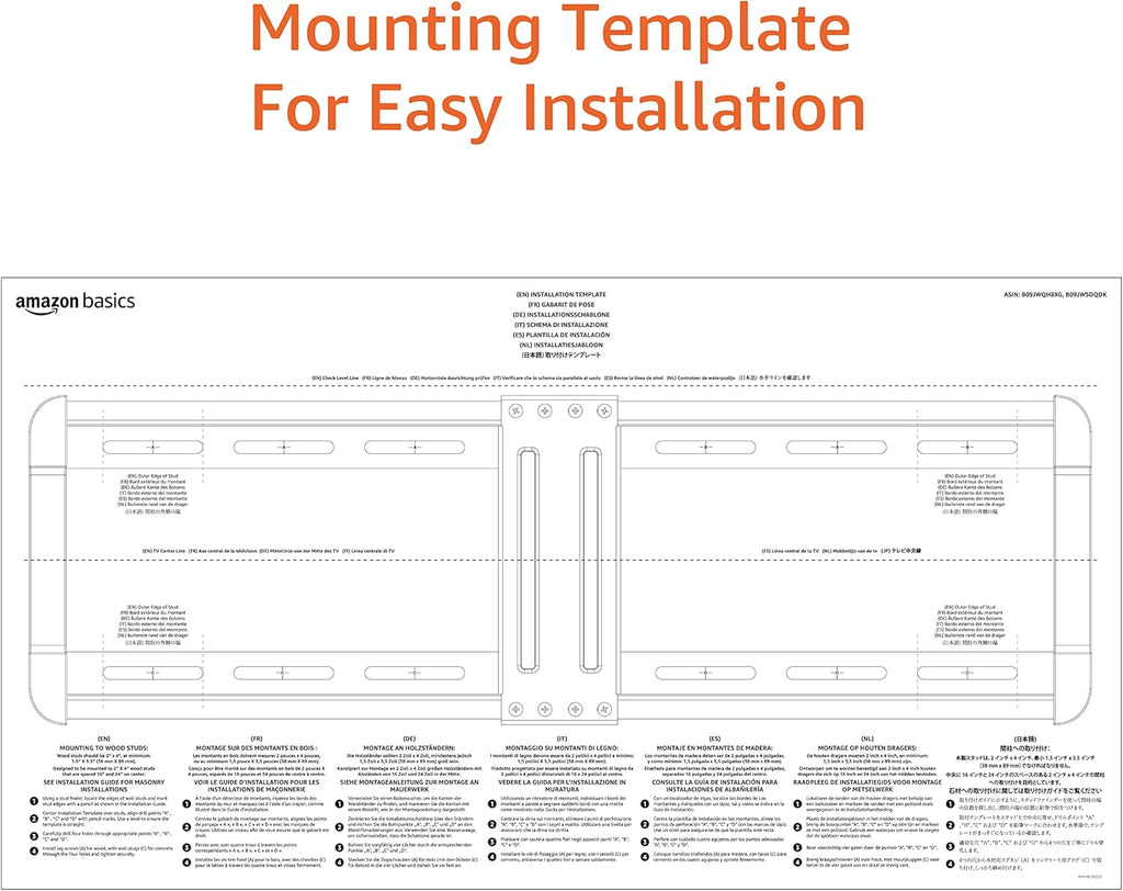 Amazon Basics Tilting TV Wall Mount with Horizontal Post Installation Leveling for 37" to 86" TVs, Wood Studs Compatible, Black