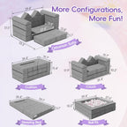 Betterhood Modular Kids Play Couch, Convertible Foam Couch for Toddlers, Child Sectional Kids Sofa for Playroom Bedroom, Grey