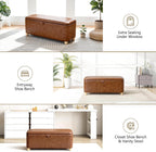 Homebeez 40 inch Storage Ottoman Bench, Faux Leather Upholstered Foot Rest Stool for Bedroom, End of Bed Bench for Living Room, Entryway (Vintage Brown)